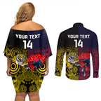 custom-demons-and-tigers-football-couples-matching-off-shoulder-short-dress-and-long-sleeve-button-shirts-2023-together-indigenous-art