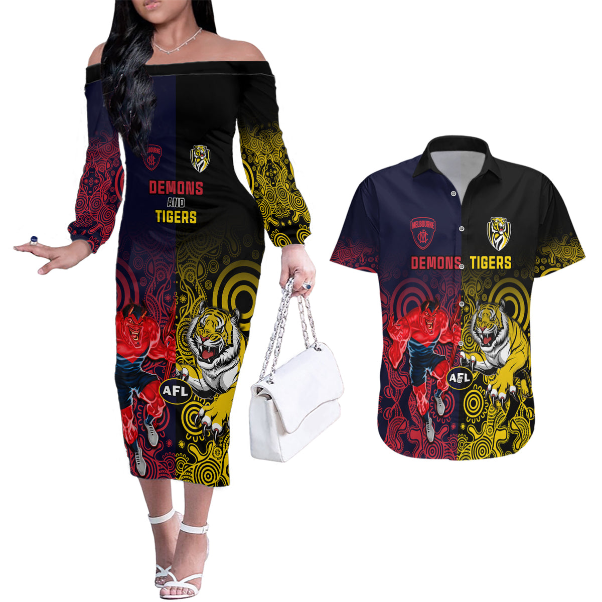 custom-demons-and-tigers-football-couples-matching-off-the-shoulder-long-sleeve-dress-and-hawaiian-shirt-2023-together-indigenous-art