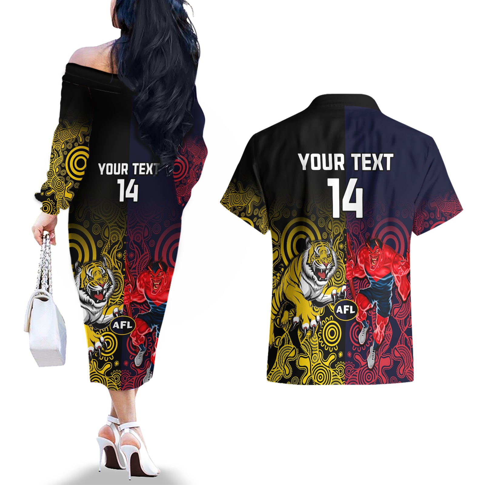 custom-demons-and-tigers-football-couples-matching-off-the-shoulder-long-sleeve-dress-and-hawaiian-shirt-2023-together-indigenous-art