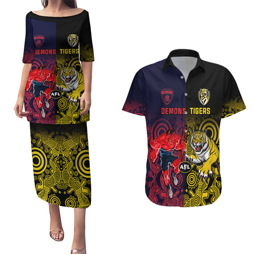 custom-demons-and-tigers-football-couples-matching-puletasi-dress-and-hawaiian-shirt-2023-together-indigenous-art