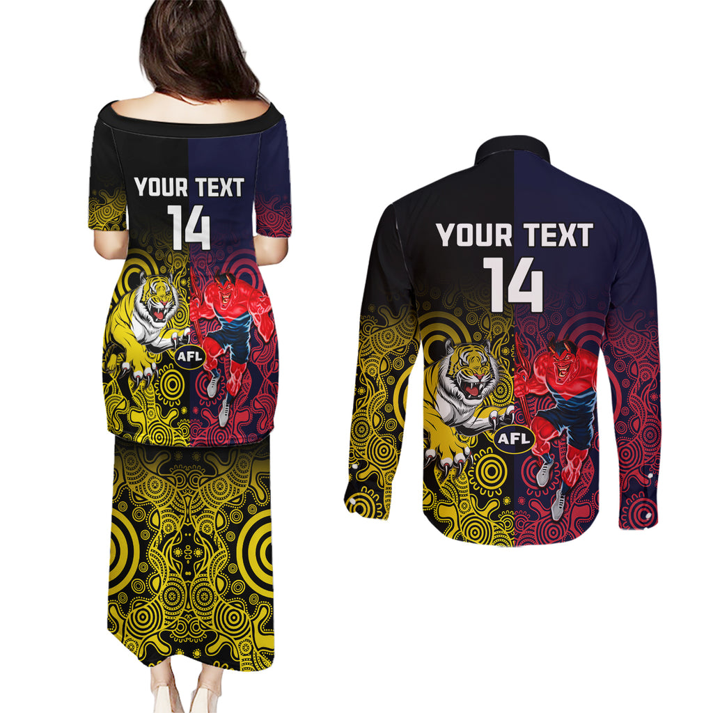 custom-demons-and-tigers-football-couples-matching-puletasi-dress-and-long-sleeve-button-shirts-2023-together-indigenous-art