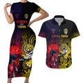 custom-demons-and-tigers-football-couples-matching-short-sleeve-bodycon-dress-and-hawaiian-shirt-2023-together-indigenous-art