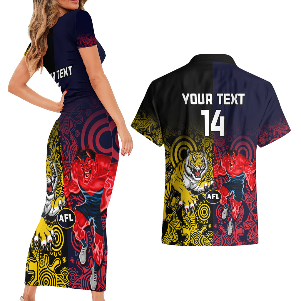 custom-demons-and-tigers-football-couples-matching-short-sleeve-bodycon-dress-and-hawaiian-shirt-2023-together-indigenous-art