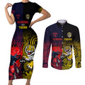 custom-demons-and-tigers-football-couples-matching-short-sleeve-bodycon-dress-and-long-sleeve-button-shirts-2023-together-indigenous-art