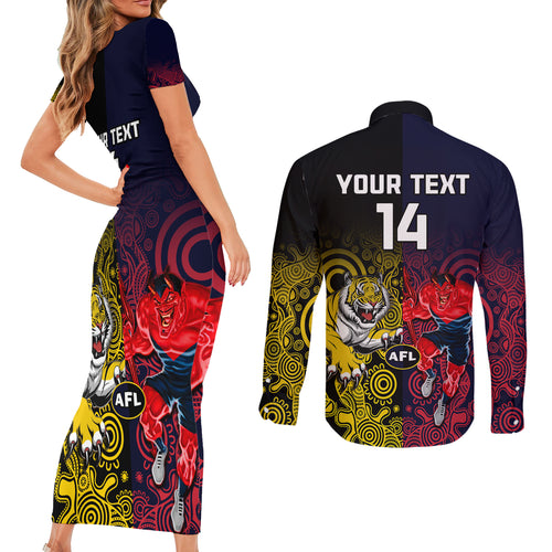 custom-demons-and-tigers-football-couples-matching-short-sleeve-bodycon-dress-and-long-sleeve-button-shirts-2023-together-indigenous-art