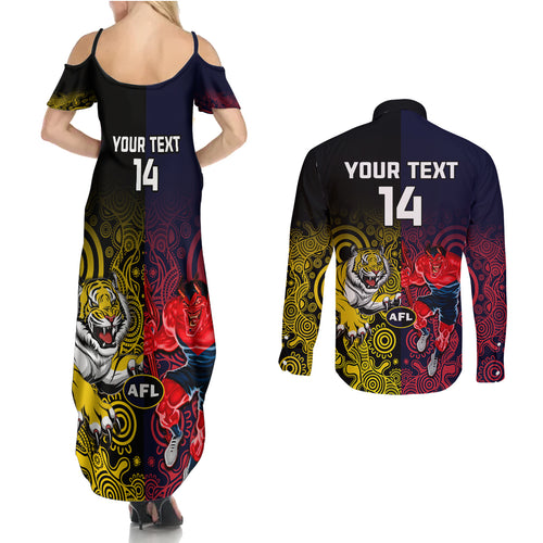 custom-demons-and-tigers-football-couples-matching-summer-maxi-dress-and-long-sleeve-button-shirts-2023-together-indigenous-art