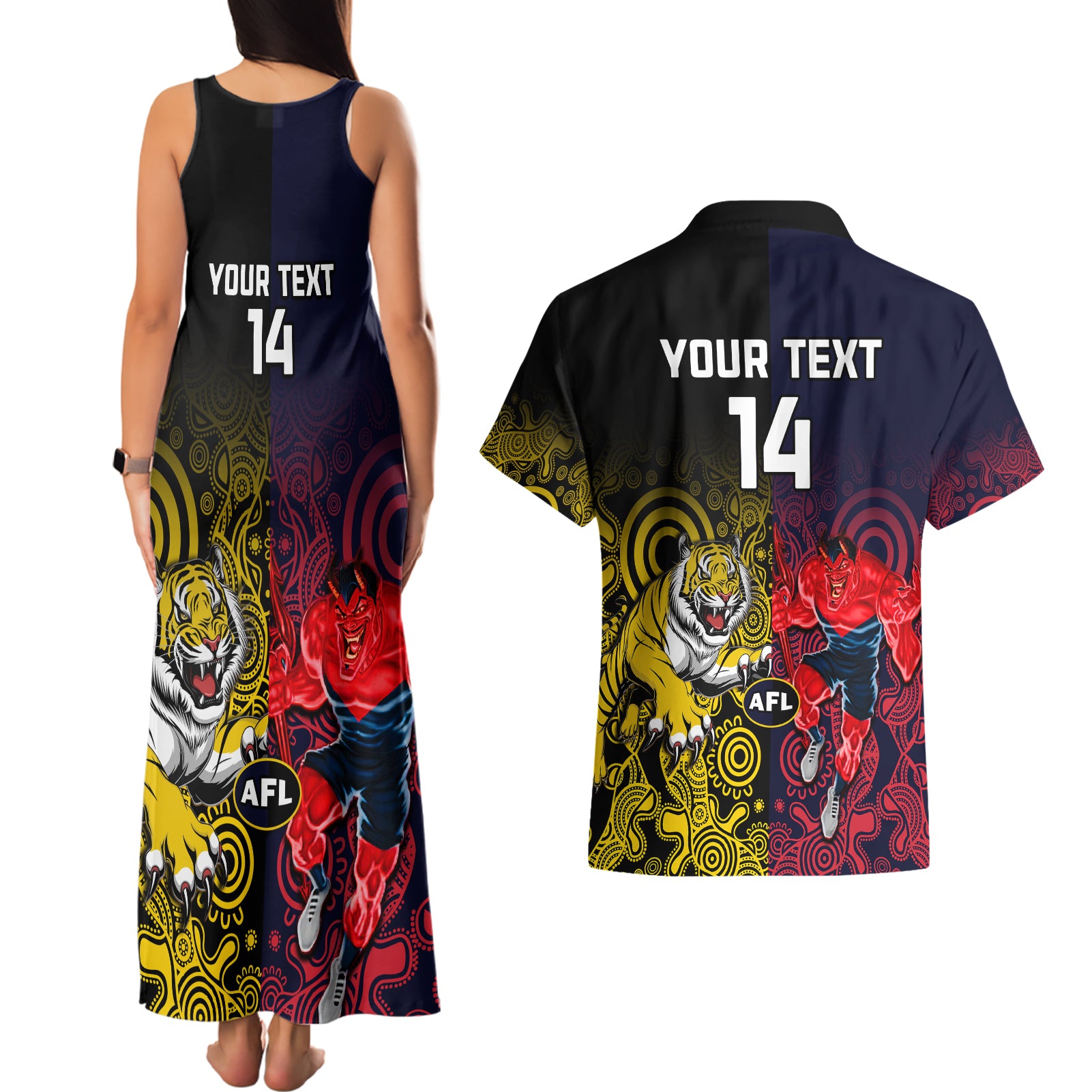 custom-demons-and-tigers-football-couples-matching-tank-maxi-dress-and-hawaiian-shirt-2023-together-indigenous-art