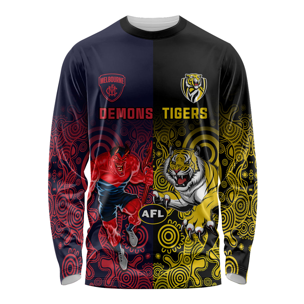 custom-demons-and-tigers-football-long-sleeve-shirt-2023-together-indigenous-art
