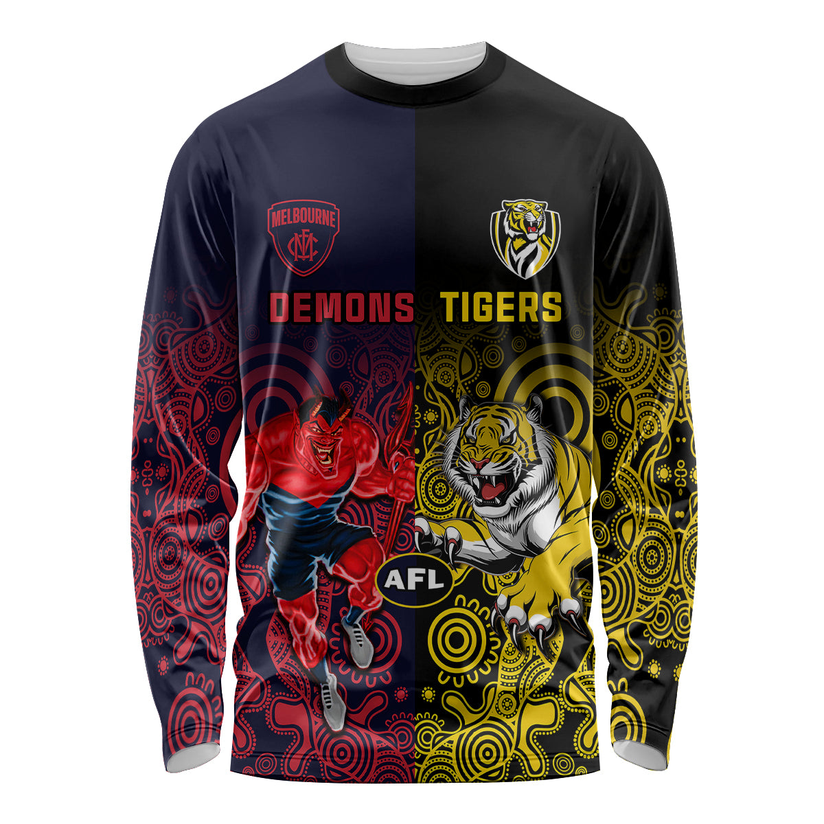custom-demons-and-tigers-football-long-sleeve-shirt-2023-together-indigenous-art