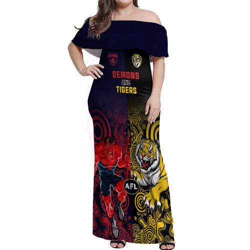 custom-demons-and-tigers-football-off-shoulder-maxi-dress-2023-together-indigenous-art