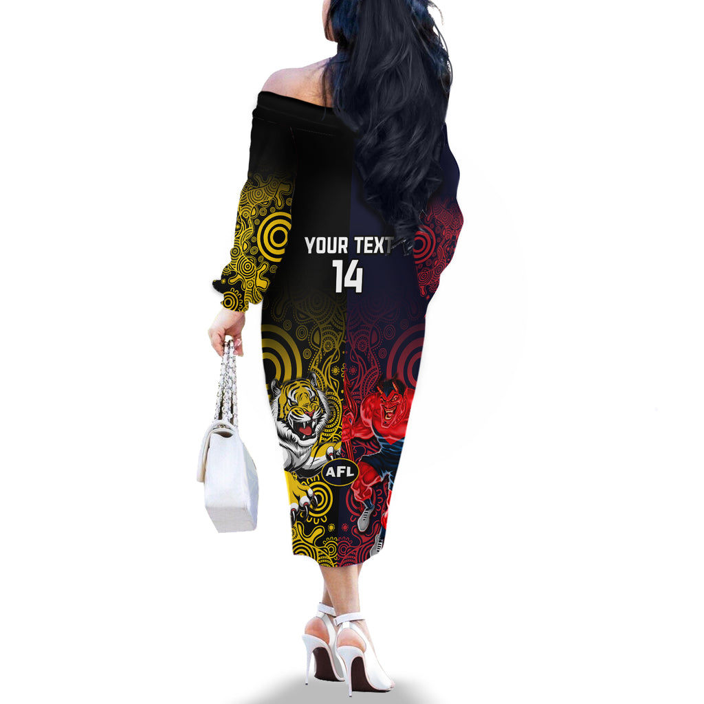 custom-demons-and-tigers-football-off-the-shoulder-long-sleeve-dress-2023-together-indigenous-art
