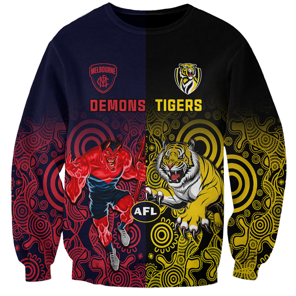 custom-demons-and-tigers-football-sweatshirt-2023-together-indigenous-art