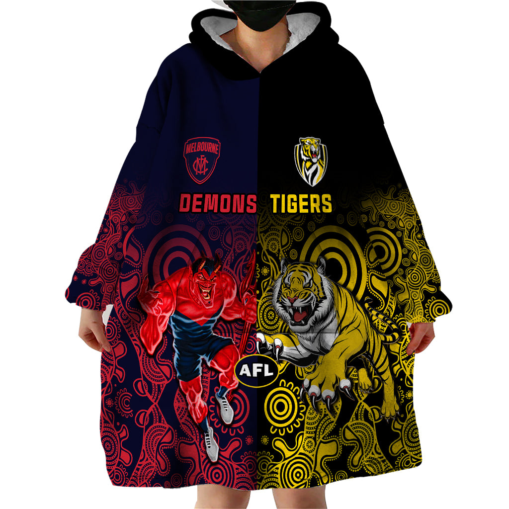 custom-demons-and-tigers-football-wearable-blanket-hoodie-2023-together-indigenous-art