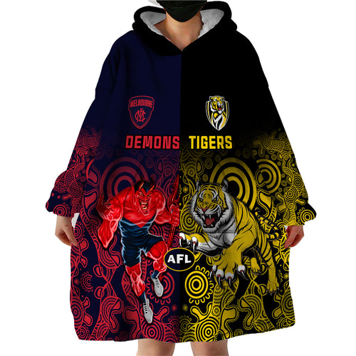 custom-demons-and-tigers-football-wearable-blanket-hoodie-2023-together-indigenous-art