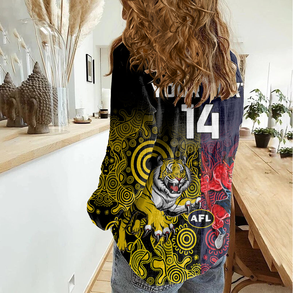 custom-demons-and-tigers-football-women-casual-shirt-2023-together-indigenous-art