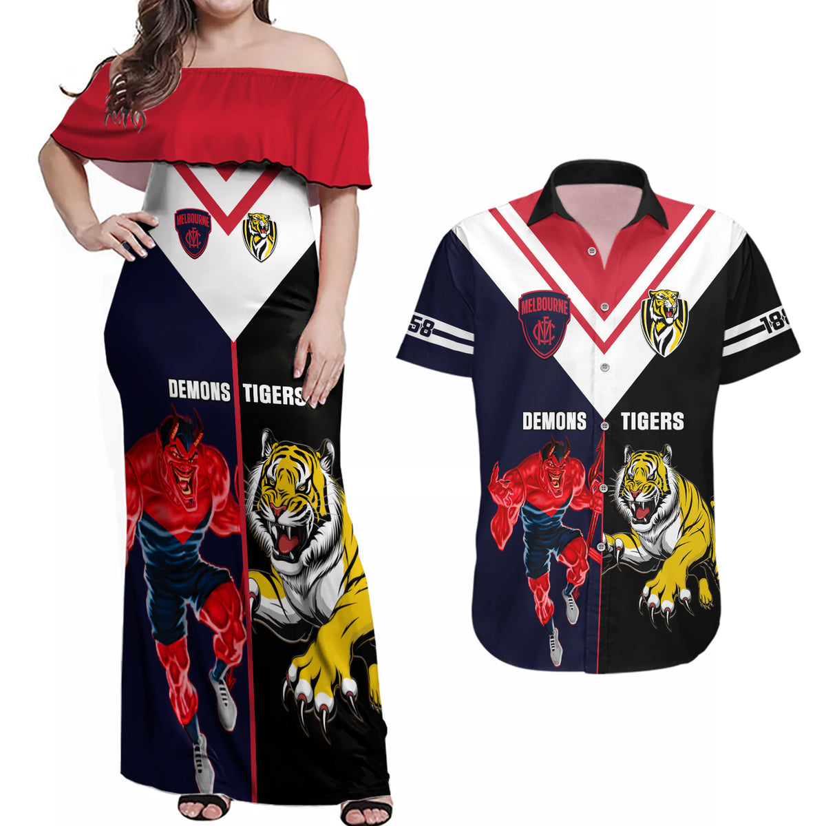 custom-demons-and-tigers-football-couples-matching-off-shoulder-maxi-dress-and-hawaiian-shirt-2023-together-sporty-version