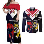 custom-demons-and-tigers-football-couples-matching-off-shoulder-maxi-dress-and-long-sleeve-button-shirts-2023-together-sporty-version