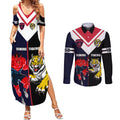 custom-demons-and-tigers-football-couples-matching-summer-maxi-dress-and-long-sleeve-button-shirts-2023-together-sporty-version