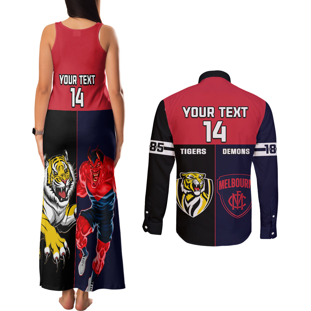 custom-demons-and-tigers-football-couples-matching-tank-maxi-dress-and-long-sleeve-button-shirts-2023-together-sporty-version