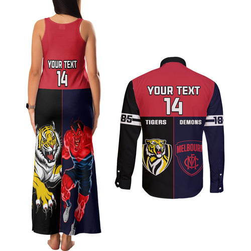 custom-demons-and-tigers-football-couples-matching-tank-maxi-dress-and-long-sleeve-button-shirts-2023-together-sporty-version