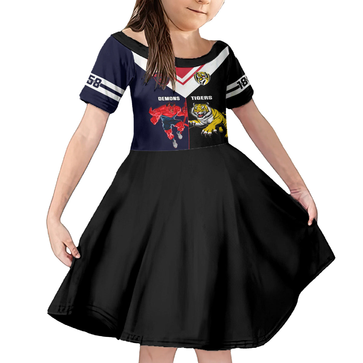 custom-demons-and-tigers-football-kid-short-sleeve-dress-2023-together-sporty-version