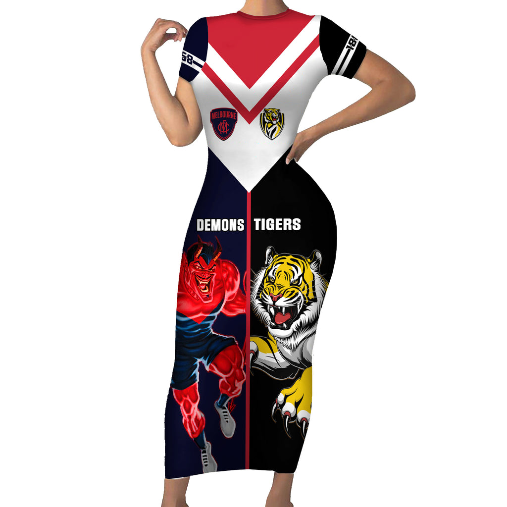 custom-demons-and-tigers-football-short-sleeve-bodycon-dress-2023-together-sporty-version
