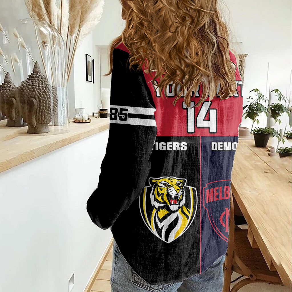 custom-demons-and-tigers-football-women-casual-shirt-2023-together-sporty-version