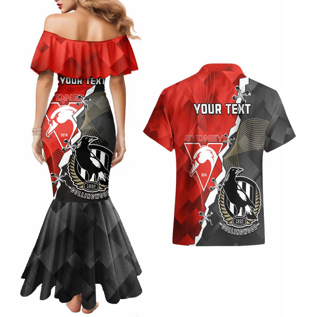 personalised-collingwood-and-swans-football-couples-matching-mermaid-dress-and-hawaiian-shirt-2023-together-sporty-style