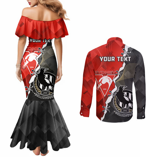 personalised-collingwood-and-swans-football-couples-matching-mermaid-dress-and-long-sleeve-button-shirts-2023-together-sporty-style