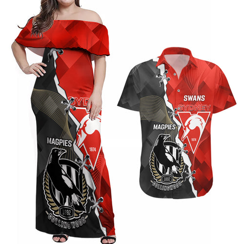 personalised-collingwood-and-swans-football-couples-matching-off-shoulder-maxi-dress-and-hawaiian-shirt-2023-together-sporty-style
