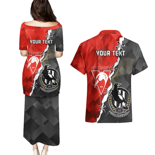 personalised-collingwood-and-swans-football-couples-matching-puletasi-dress-and-hawaiian-shirt-2023-together-sporty-style