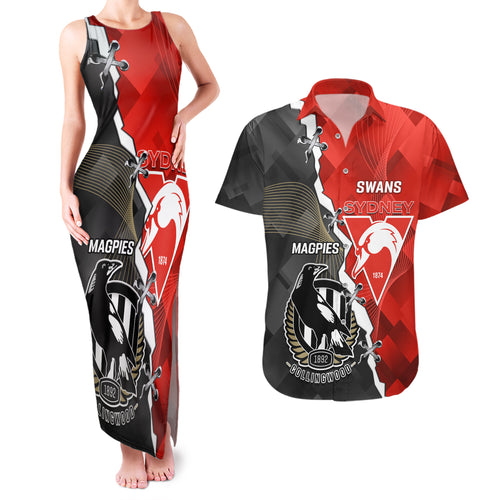 personalised-collingwood-and-swans-football-couples-matching-tank-maxi-dress-and-hawaiian-shirt-2023-together-sporty-style