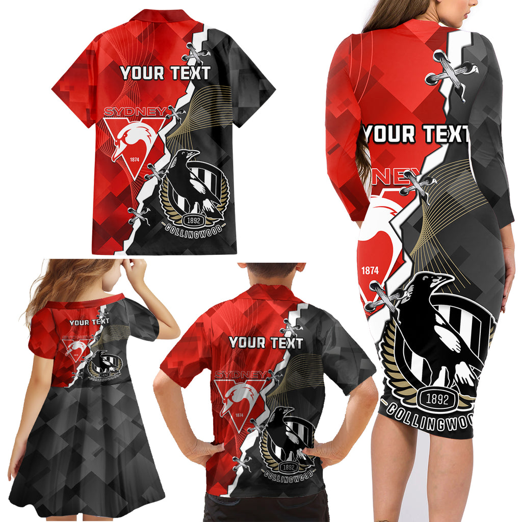 personalised-collingwood-and-swans-football-family-matching-long-sleeve-bodycon-dress-and-hawaiian-shirt-2023-together-sporty-style