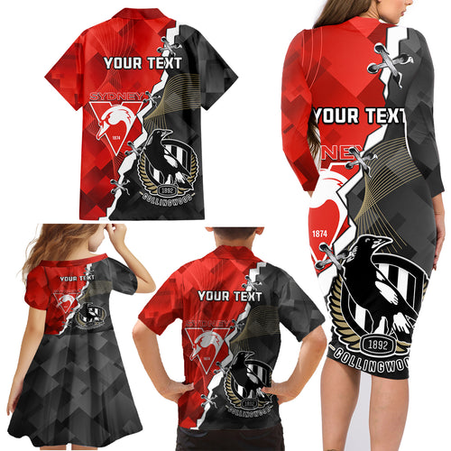 personalised-collingwood-and-swans-football-family-matching-long-sleeve-bodycon-dress-and-hawaiian-shirt-2023-together-sporty-style