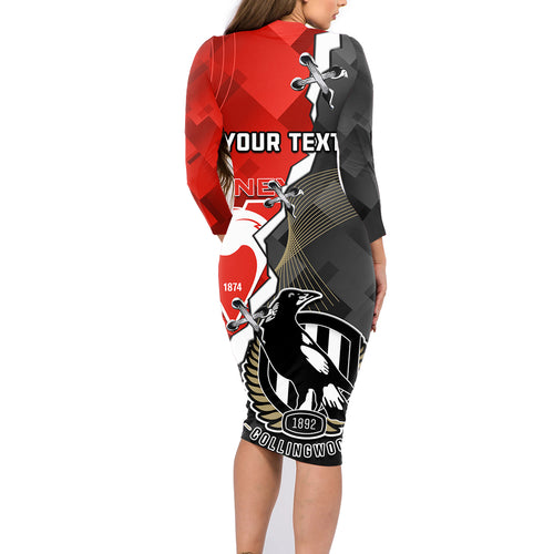 personalised-collingwood-and-swans-football-family-matching-long-sleeve-bodycon-dress-and-hawaiian-shirt-2023-together-sporty-style