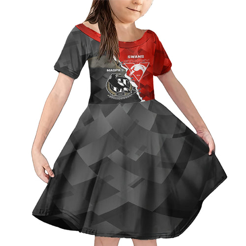 personalised-collingwood-and-swans-football-family-matching-mermaid-dress-and-hawaiian-shirt-2023-together-sporty-style