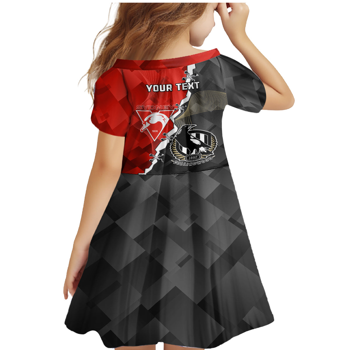 personalised-collingwood-and-swans-football-family-matching-mermaid-dress-and-hawaiian-shirt-2023-together-sporty-style