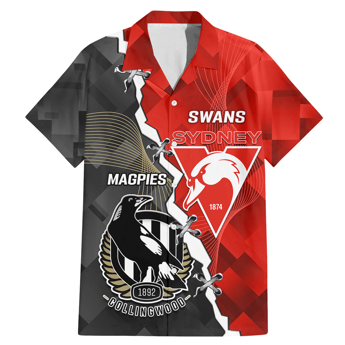 personalised-collingwood-and-swans-football-family-matching-mermaid-dress-and-hawaiian-shirt-2023-together-sporty-style