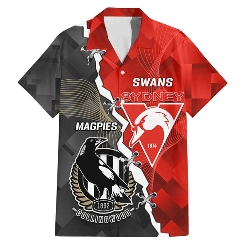 personalised-collingwood-and-swans-football-family-matching-mermaid-dress-and-hawaiian-shirt-2023-together-sporty-style
