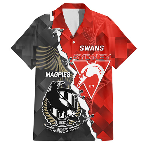 personalised-collingwood-and-swans-football-family-matching-off-shoulder-long-sleeve-dress-and-hawaiian-shirt-2023-together-sporty-style
