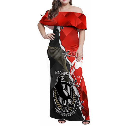 personalised-collingwood-and-swans-football-family-matching-off-shoulder-maxi-dress-and-hawaiian-shirt-2023-together-sporty-style