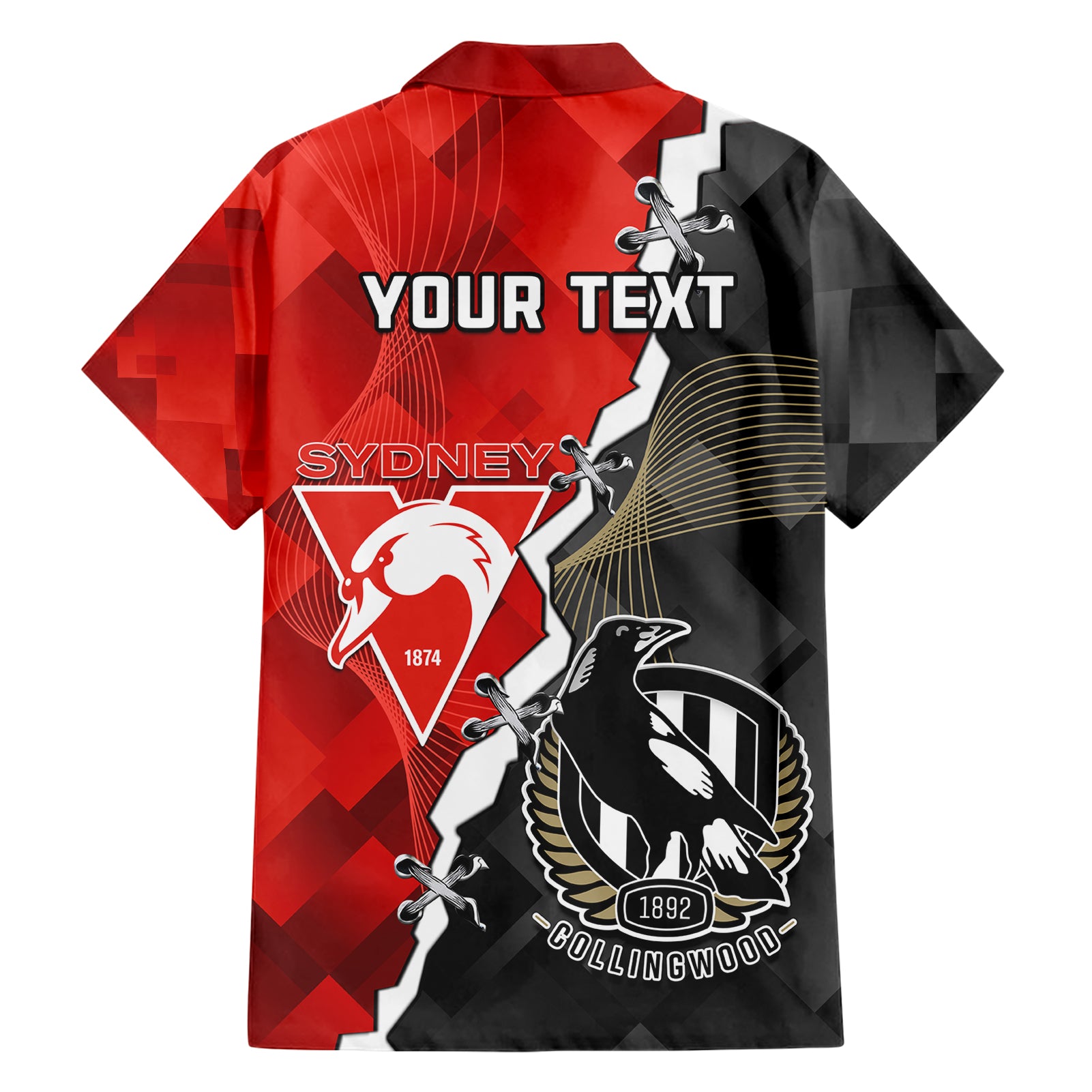 personalised-collingwood-and-swans-football-family-matching-short-sleeve-bodycon-dress-and-hawaiian-shirt-2023-together-sporty-style
