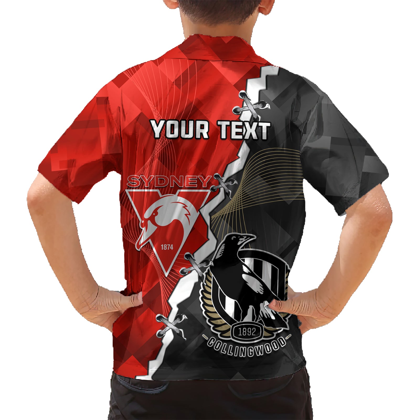 personalised-collingwood-and-swans-football-kid-hawaiian-shirt-2023-together-sporty-style