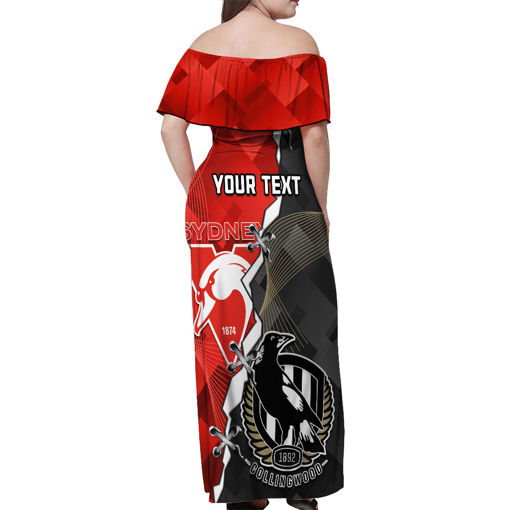 personalised-collingwood-and-swans-football-off-shoulder-maxi-dress-2023-together-sporty-style