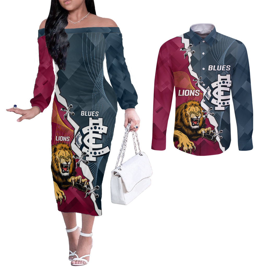 personalised-lions-and-blues-football-couples-matching-off-the-shoulder-long-sleeve-dress-and-long-sleeve-button-shirts-2023-together-sporty-style