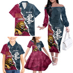personalised-lions-and-blues-football-family-matching-off-shoulder-long-sleeve-dress-and-hawaiian-shirt-2023-together-sporty-style