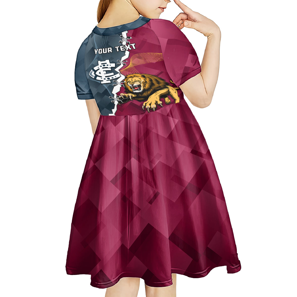 personalised-lions-and-blues-football-kid-short-sleeve-dress-2023-together-sporty-style