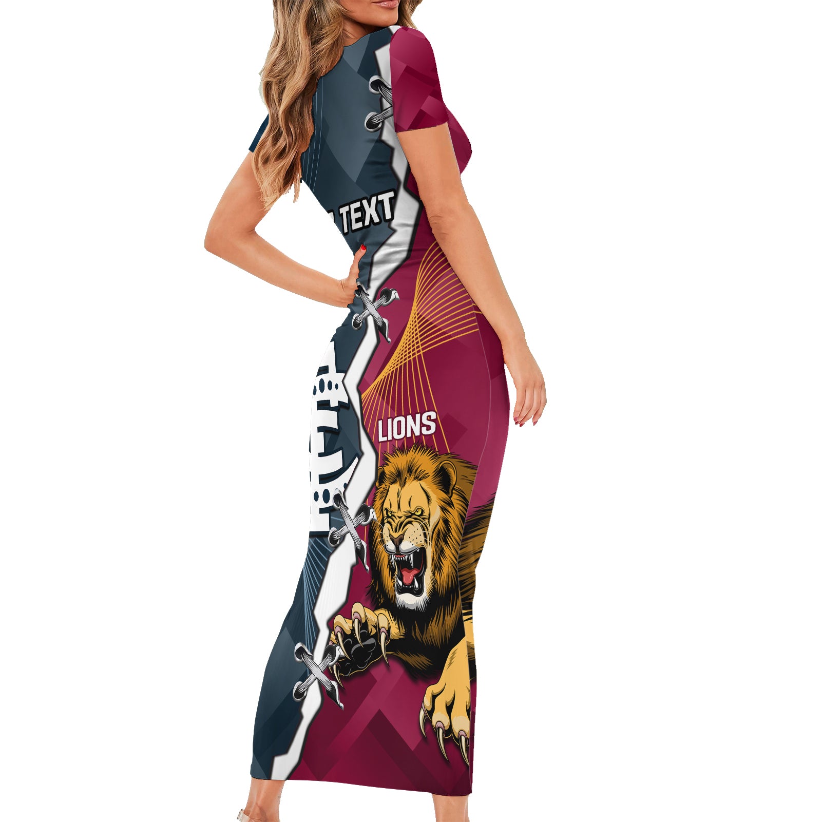 personalised-lions-and-blues-football-short-sleeve-bodycon-dress-2023-together-sporty-style