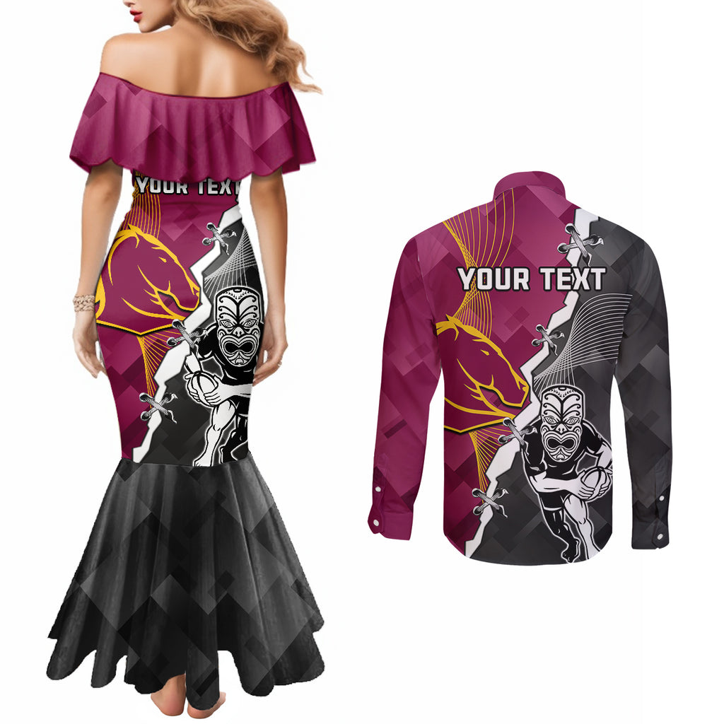 personalised-warriors-and-broncos-rugby-couples-matching-mermaid-dress-and-long-sleeve-button-shirts-2023-together-sporty-style