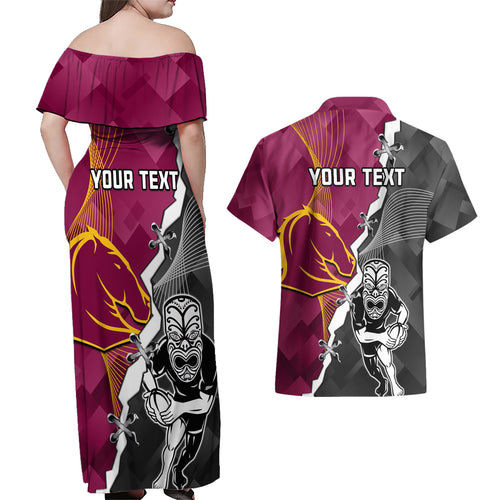 personalised-warriors-and-broncos-rugby-couples-matching-off-shoulder-maxi-dress-and-hawaiian-shirt-2023-together-sporty-style